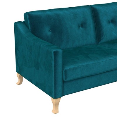 67'' Green Velvet Tufted Sofa with Wood Legs