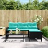 vidaXL L-Shaped Black Poly Rattan Patio Sofa with Cushions and Glass Table; Comfort Outdoor Furniture for Garden/Terrace - 3 of 4