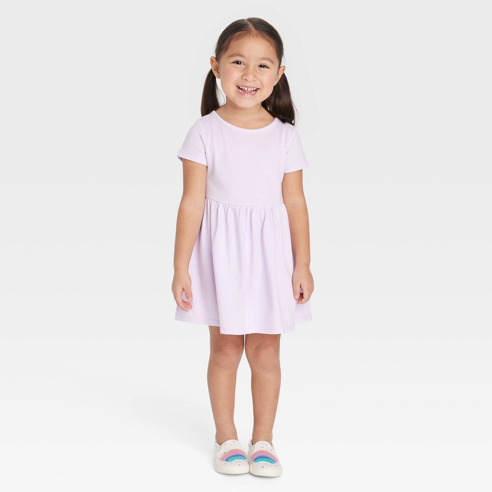 Toddler Girls' Short Sleeve Dress - Cat & Jack™ Purple 2T