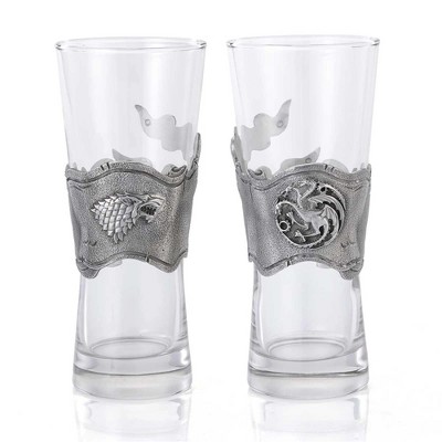 Royal Selangor Hand Finished Game of Thrones Collection Pewter Ice & Fire Pilsner Pair Gift