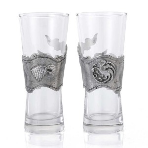 Royal Selangor Hand Finished Game of Thrones Collection Pewter Ice & Fire Pilsner Pair Gift - 1 of 4