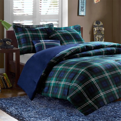 Twin Bradley Plaid Comforter Set - Blue/Green