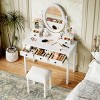Vintage Vanity Desk with Adjustable Mirror Velvet-Lined Drawers Cushioned Stool Set for Dressing Area-3irtyhousy - 2 of 4