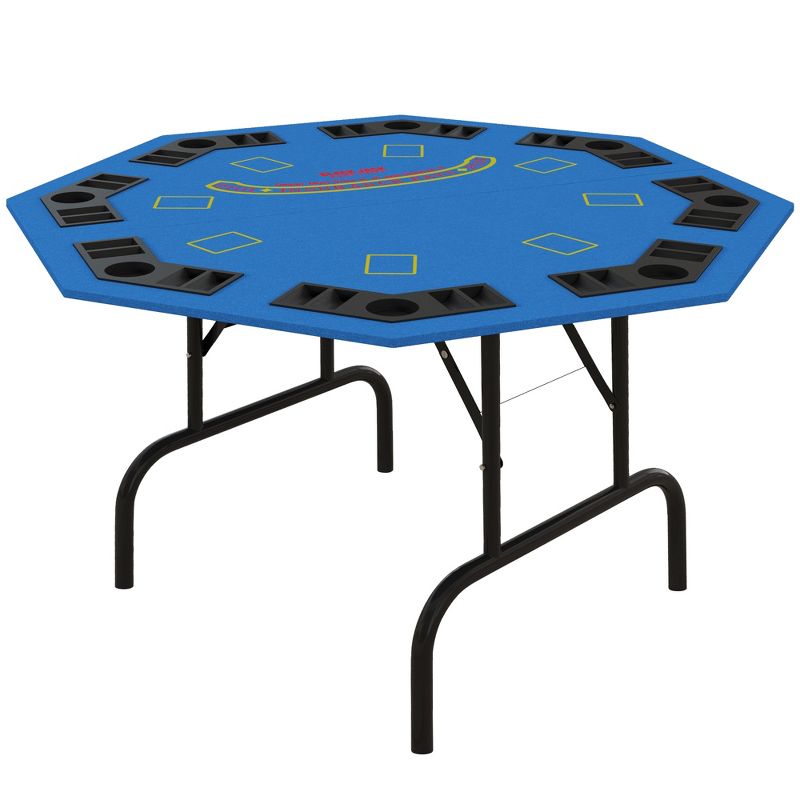Soozier Foldable Poker Table with Chips Tray & Cup Holders, 47" Octagon Blackjack Texas Holdem Game Table, 4 of 7