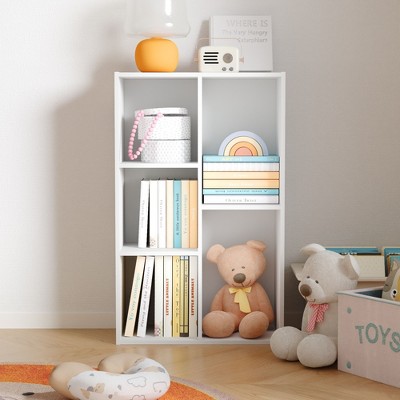 HOMLUX 5 Cube Storage Bookshelf Kids Toy Organizer Horizontal Vertical, White