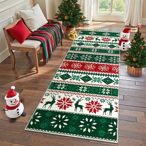 Christmas Area Rug Living Room, Washable Low Pile Non-Shedding Carpet for Living Room Bedroom - 1 of 4