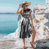 Women's Blue and White Geometric Patchwork Midi Dress - Cupshe - 3 of 4
