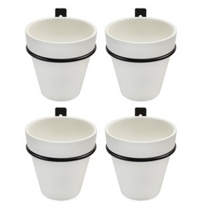 Esterno Wall Mounted Planter Rings w/ Pots 4pk, Metal Plant Holders w Mini Clay Pots - 1 of 4