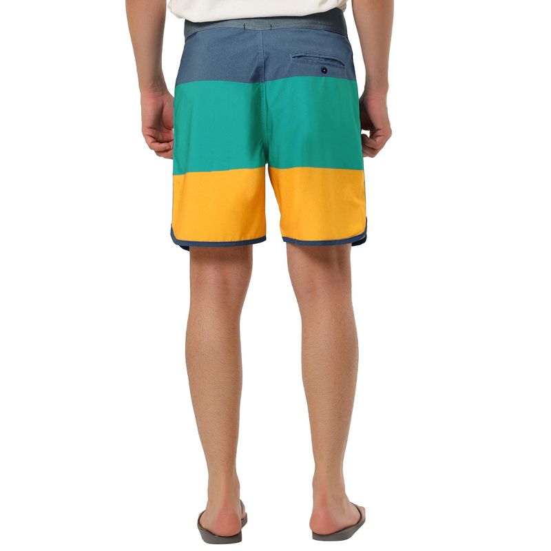 TATT 21 Men's Summer Casual Color Block Drawstring Surfing Beach Board Shorts, 3 of 7