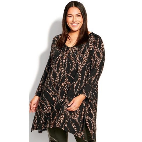Women's Plus Size Waverly Print Tunic - Black | Avenue : Target
