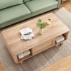 Kumasinova Modern 43.7" Square Coffee Table with Rattan Drawer,Wood Center Table with Storage Shelf,Mid-Century End Table for Living Room,Lounge - 3 of 4