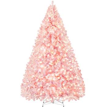 Yaheetech Pre-lit Flocked Artificial Christmas Tree with Foldable Stand