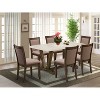HomeStock 7-Piece Distressed Jacobean Finish Solid Wood Top Dining Table with 6 Parson-Chairs - 2 of 4