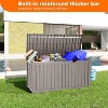 Infurnic Deck Boxes, Portable Storage Box with Large Storage Capacity for Storage Patio Furniture, Garden Tools, All Weather Use, Brown, 54"*27"*29" - 3 of 4