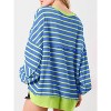 Imily Bela Women Color Block Waffle Knit Top Oversized Comfort  Casual Sweatshirt - 2 of 4