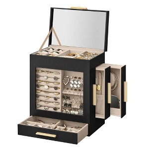 SONGMICS 5-Tier Jewelry Box with Glass Window Jewelry Storage Organizer with 3 Side Drawers & Big Mirror - 1 of 4