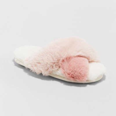 girls pink fluffy slippers