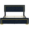 Queen Size Velvet Upholstered Platform Bed Frame With Tufted Headboard and Metal Wire Decor -ModernLuxe - 4 of 4