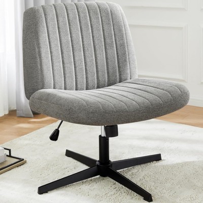 RISOKEYS Armless Wide Desk Chair With Criss Cross Legs,No Wheels, Swivel Vanity Height Adjustable Fabric Modern Computer Task Seating For Home