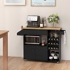 Tangkula Drop Leaf Kitchen Island Cart with Power Outlet Mobile Buffet Storage Cart with Microwave Shelf Wine Rack Stemware Rack White & Natural/Black & Natural/Rustic Brown - 4 of 4