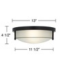Possini Euro Design Encina 13" Modern Industrial Flush-Mount Ceiling Light Fixture Kitchen Foyer Hallway Round Black White Glass Bedroom Bathroom - 4 of 4