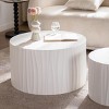 Modern White Round Coffee Table Set of 2 with Carved Pedestal Base, Decorative End Tables for Living Room -3irtyhousy - 3 of 4