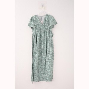 Maternity Dress Floral Wrap Tiered Belted Ruffle Hem Mini Dress - 1 of 3