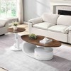 47.24" & 19.69" MDF, Metal, and Plastic Oval and Round Nesting Coffee Table Set of 2 with Storage Drawer, Space-Saving Design - 2 of 4