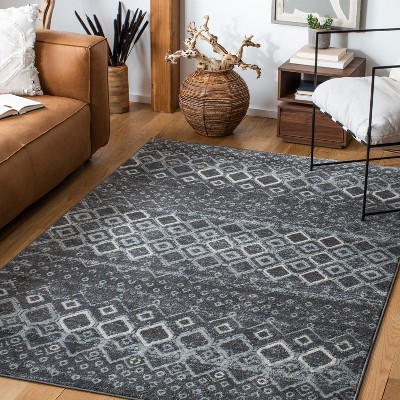 Amsterdam Dark Grey and Light Grey Geometric Area Rug