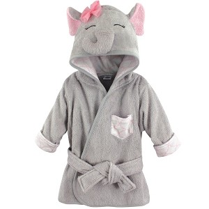 Hudson Baby Infant Girl Cotton Animal Face Bathrobe, Pretty Elephant, 0-9 Months - 1 of 1