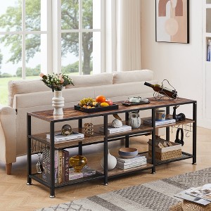 VECELO 65 Inches TV Stand, Entertainment Center with Storage Shelves & Hooks, 3-Tier Modern Wooden Console Table - 1 of 4