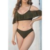 Women's High Waisted Swimsuits Two Piece Bathing Suits Ruffled Top With Ruched Full Coverage Bottom - 2 of 4