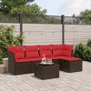 vidaXL 5 Piece Patio Sofa Set with Cushions Poly Rattan, Modular Outdoor Sectional - Black, Brown, Gray, With/Without Storage, 5 or 6 Pieces - 2 of 4
