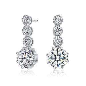 Guili Sterling Silver Rhodium Plated Tier Drop Earrings with Round Cubic Zirconia, a Gorgeous Cascading Design That Exudes Modern Elegance - 1 of 3