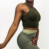 Anna-Kaci Active Women's High Neck Seamless Crop Tank Top with Wide Straps and Stretch Compression Fit - 3 of 4