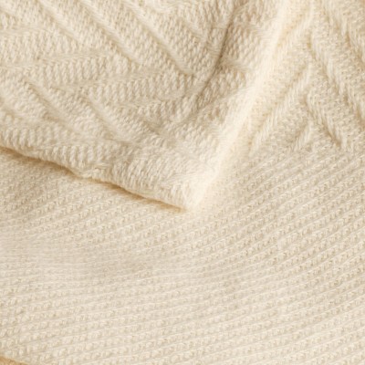 Ivory King-Sized Herringbone 100% Cotton All-Season Blanket