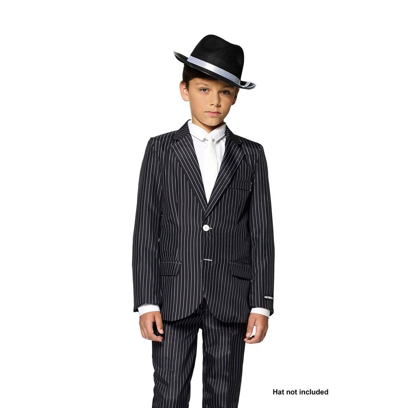 Suitmeister Boys Party Suit - Gangster Pinstripe Black, 3 of 4
