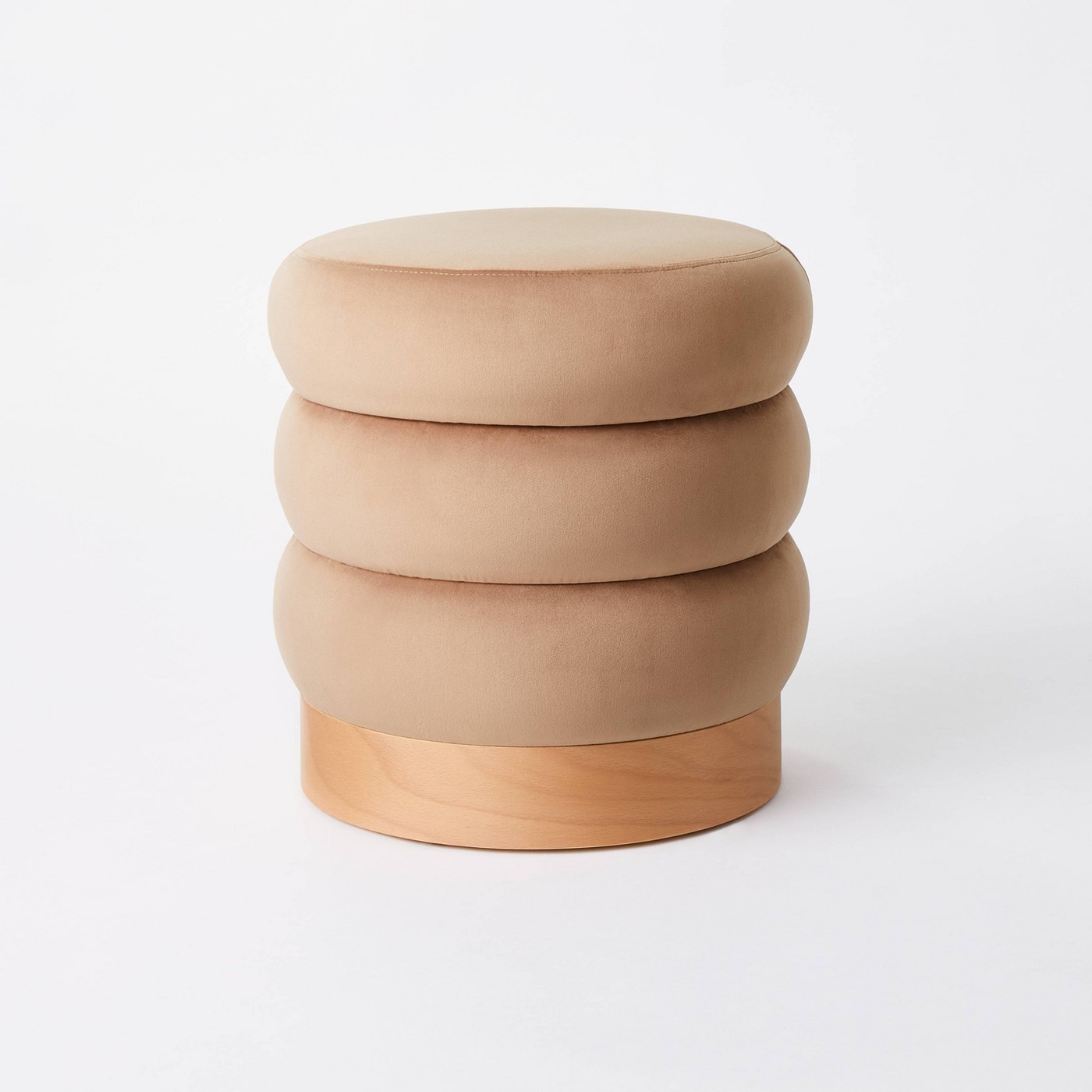 Clarkdale Channel Tufted Ottoman with Wood Base by Threshold x Studio McGee