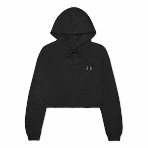 Dalix Butterfly Embroidered Fleece Cropped Hoodie Pullover Relaxed Fit Womens - 1 of 4