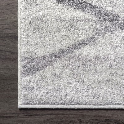Thigpen Gray and White Synthetic Non-Slip Area Rug