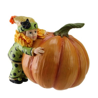 Northlight 5" Child with Oversized Pumpkin Halloween Figurine - Green/Orange