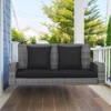 Tangkula Outdoor Porch Swing Bench, Patio Wicker Hanging Swing with Rustproof Chains & Comfortable Cushions Off White/Turquoise/Red/Black - 2 of 4