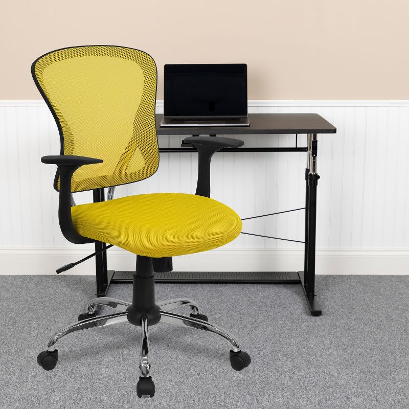 Emma and Oliver Mid-Back Mesh Swivel Task Office Chair with Chrome Base and Arms, 3 of 14