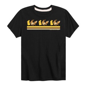 Boys' - Pokémon - Pikachu Eevee Friends Retro Stripe Short Sleeve Graphic T-Shirt - 1 of 4