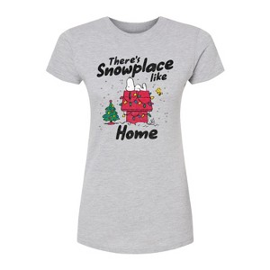 Women's - Peanuts - Theres Snowplace Like Home Fitted Graphic T-Shirt - 1 of 3
