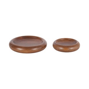 Kate and Laurel Plumt Nesting Wood Bowl Set, 2 Piece, Walnut Brown - 1 of 4