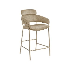 Meridian Furniture,Yara Beige Velvet Counter Stool - 1 of 4