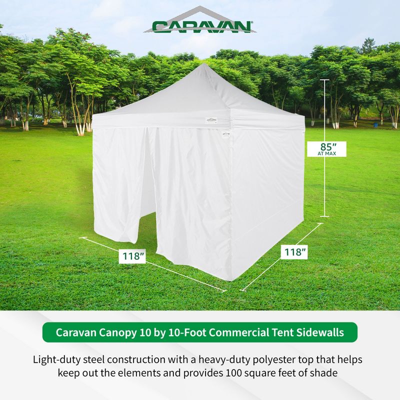 Caravan Canopy 10 x 10' Commercial Tent Sidewalls with TitanShade 10 x 10' Steel Frame Portable Instant Canopy Kit and 4 6-Pound Cement Weight Plates, 3 of 7