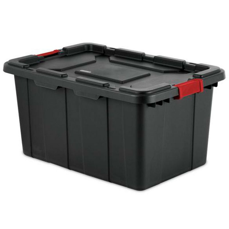 Sterilite 15 Gallon Stackable Industrial Tote with Latches, Tie Down Holes, and Indexed Lids for Heavy-Duty Storage Needs, 3 of 7