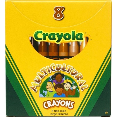 Crayola Multicultural Crayons Large Nontoxic 8/BX Assorted 52080W